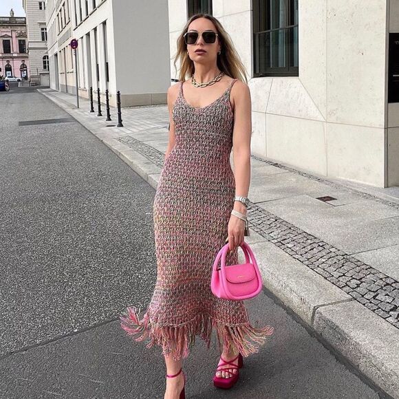 Zara Knit Fringe Dress New - Picture 4 of 6